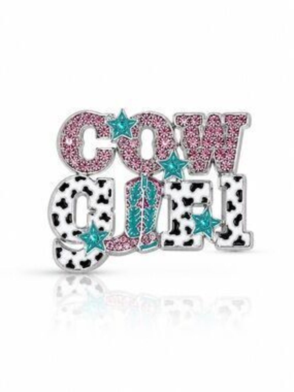 Western Style Playful Pink & Turquoise Enamel Pin Brooch